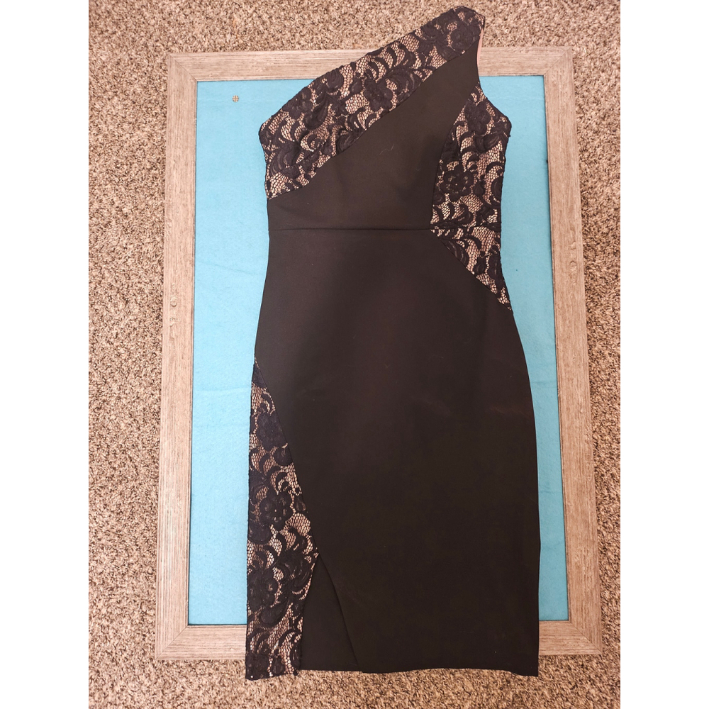 Women's Melrose Social Dress Size 10 Black Beige Lace